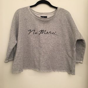 American Eagle Heather Gray Cropped Sweatshirt